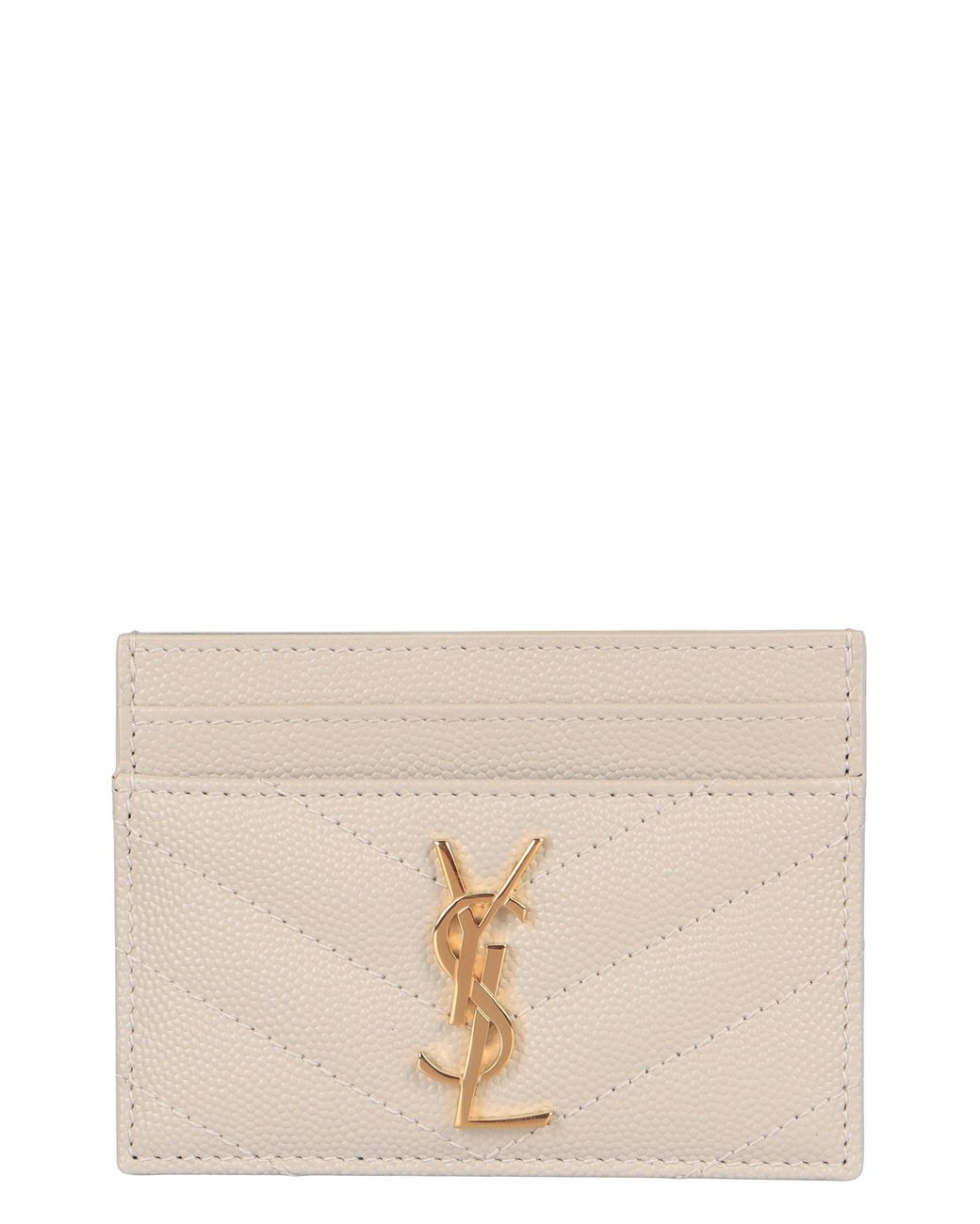 Saint Laurent Natural Leather Card Holder With Logo