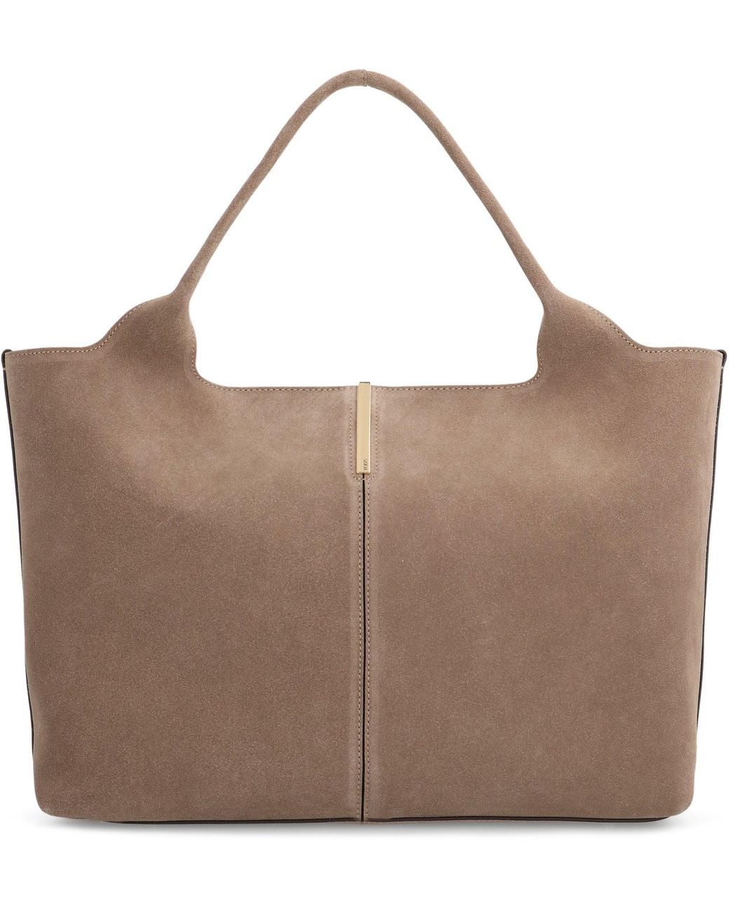 Tod's Brown Shopping Bag Suede Calfskin Tote