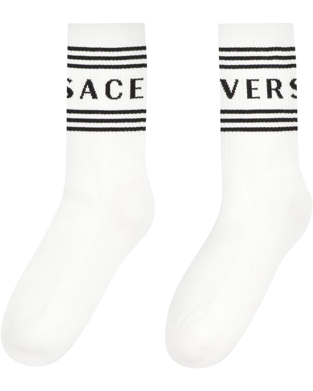 Versace Black Cotton Socks With Logo for men