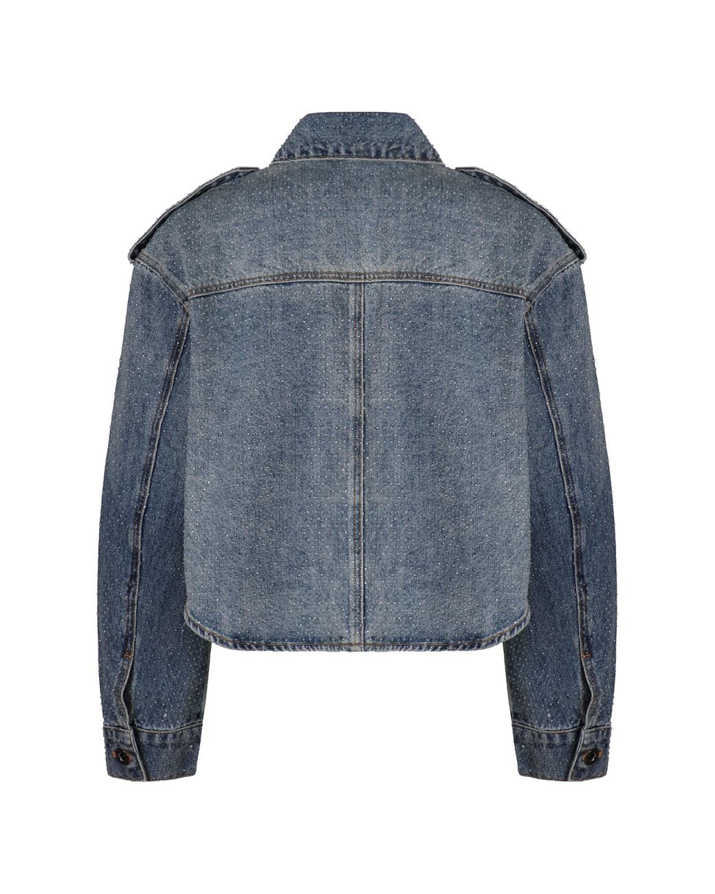 Self-Portrait Blue Denim Jacket With Rhinestones