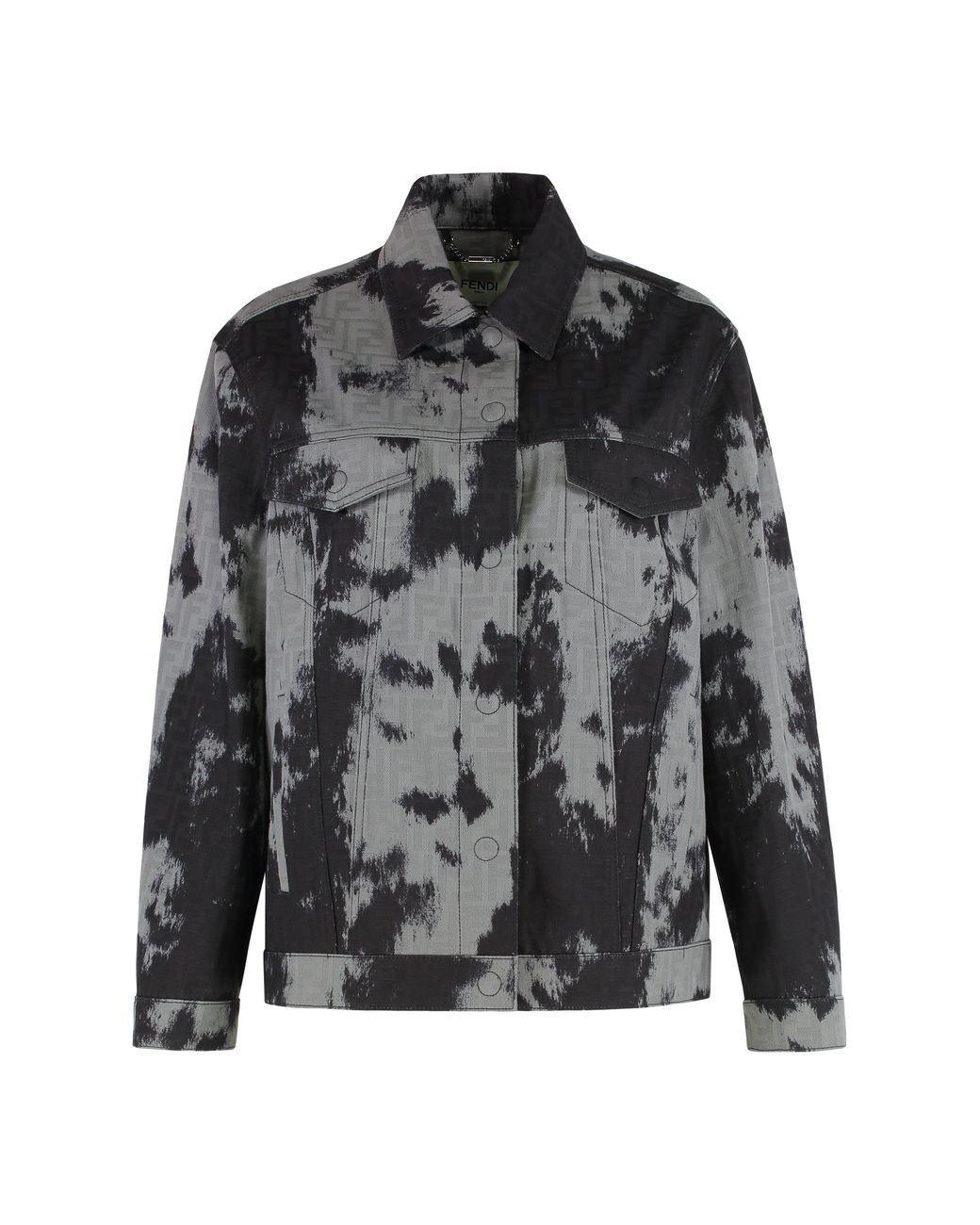 Fendi Black Denim Jacket Ff Cotton