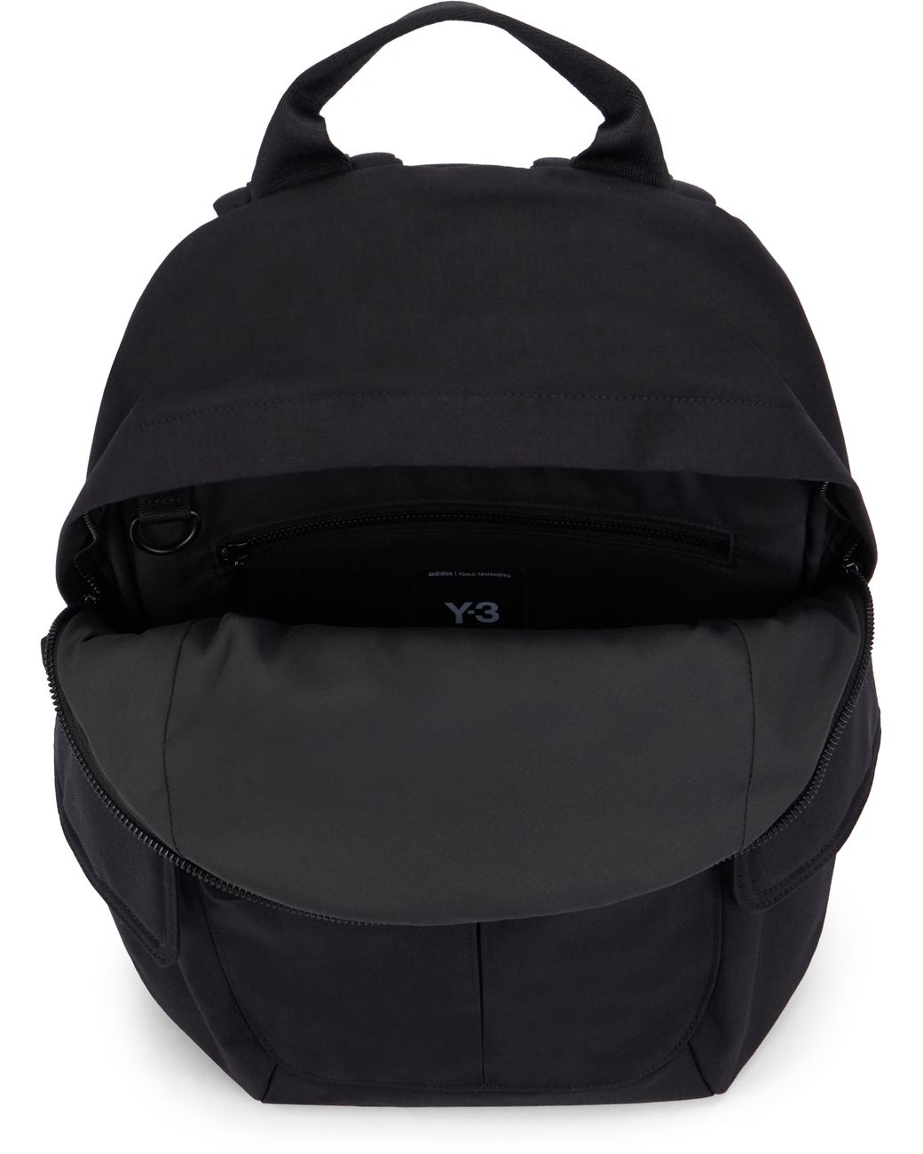 Y-3 Black Canvas Cotton Backpack With Pockets for men