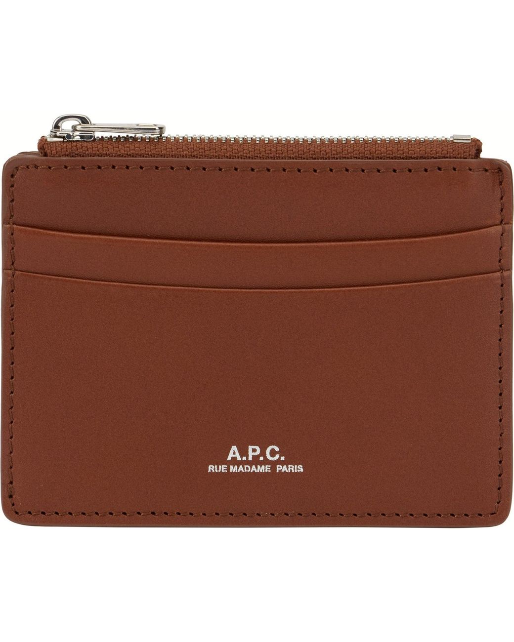 A.P.C. Brown Leather Card Holder Andre for men