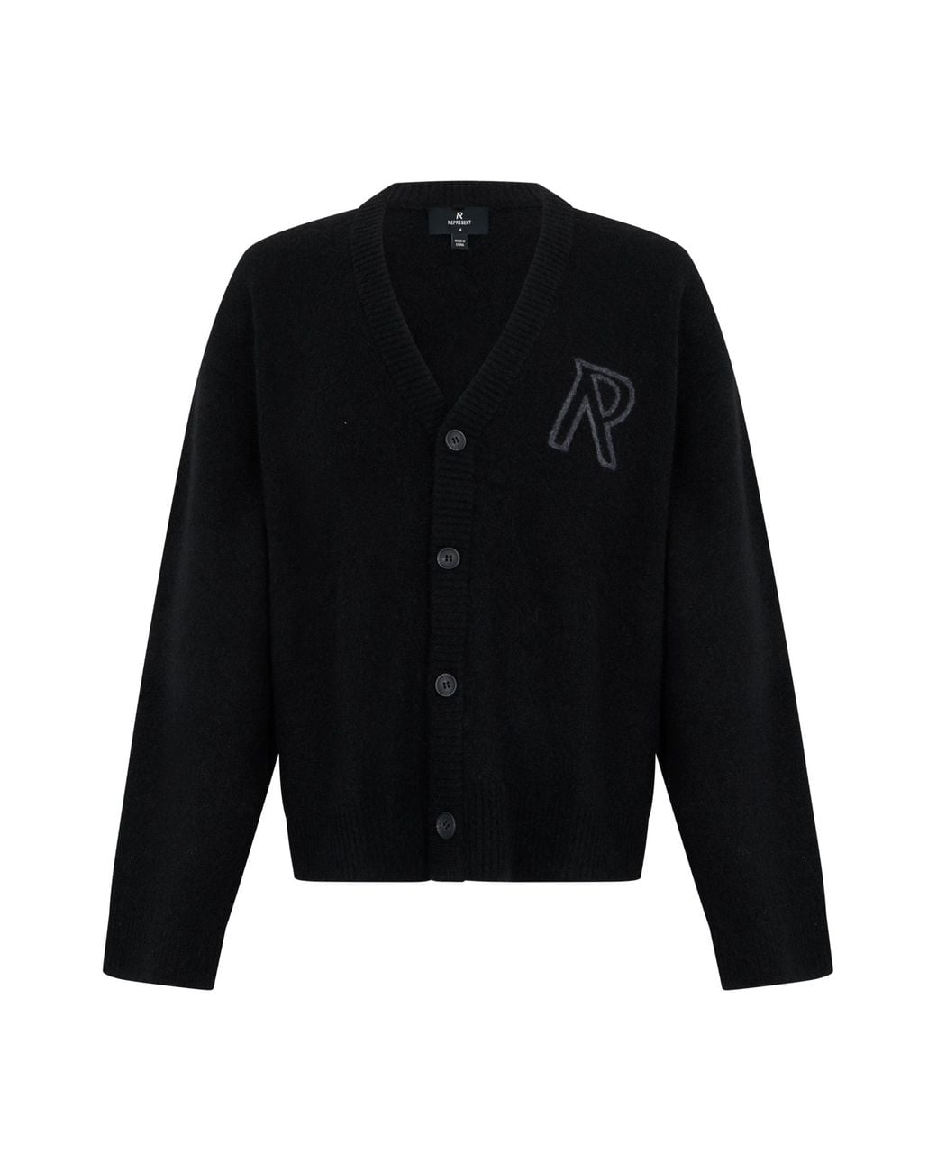 Represent Black Cardigan With Distinctive Embroidery for men