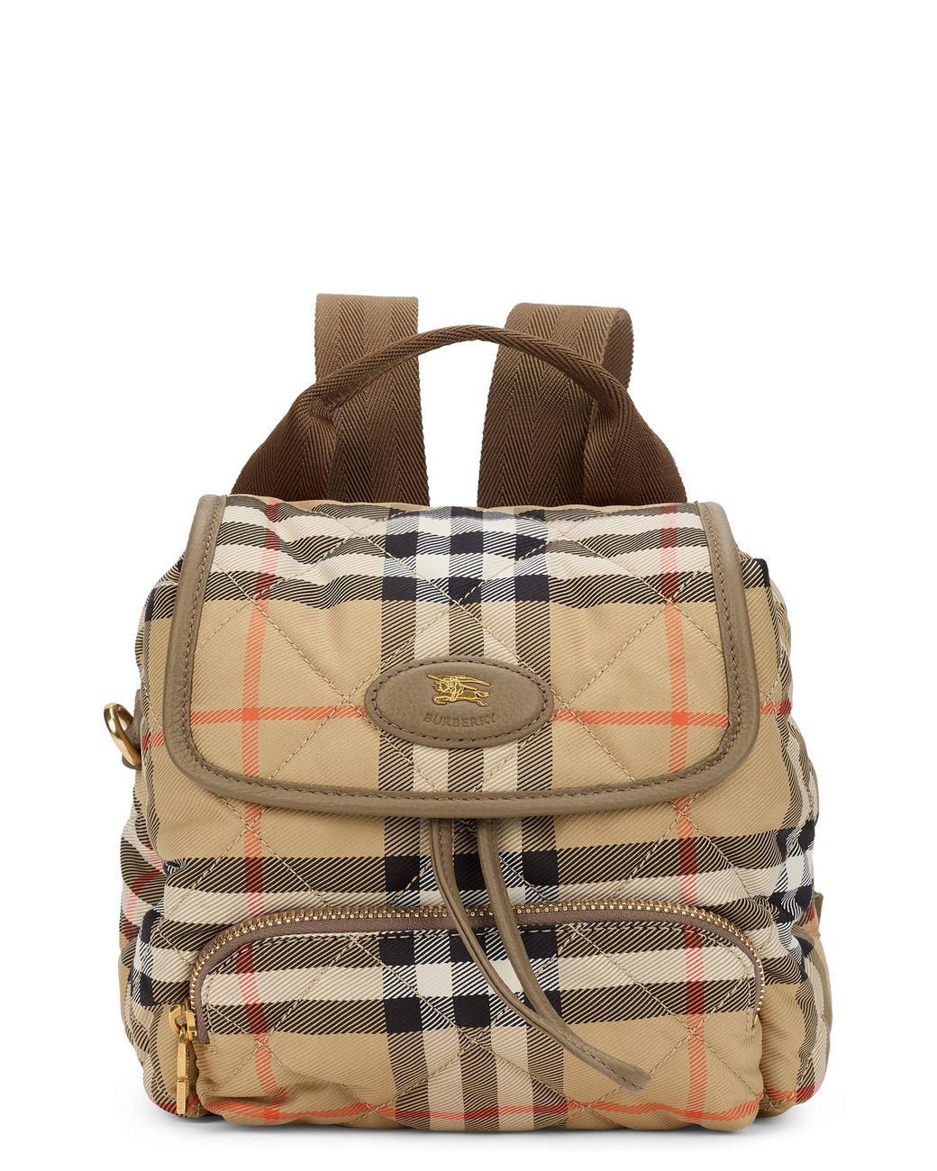 Burberry Brown Backpack With Checkered Pattern