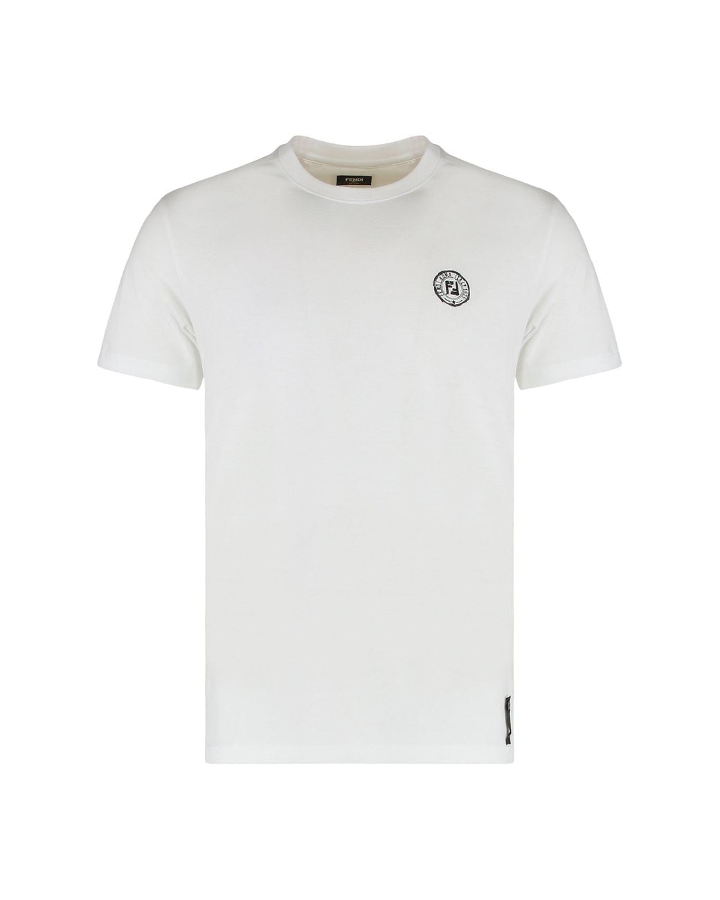 Fendi White Cotton Crew-Neck T-Shirt for men