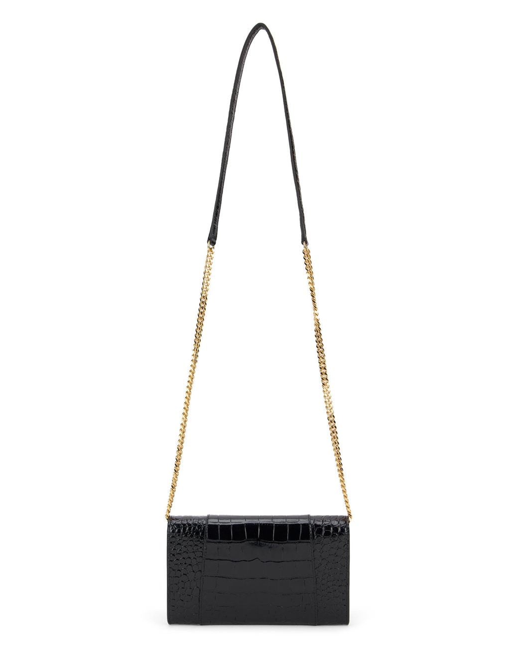 Balenciaga Black Clutch Bag Crocodile Effect Leather