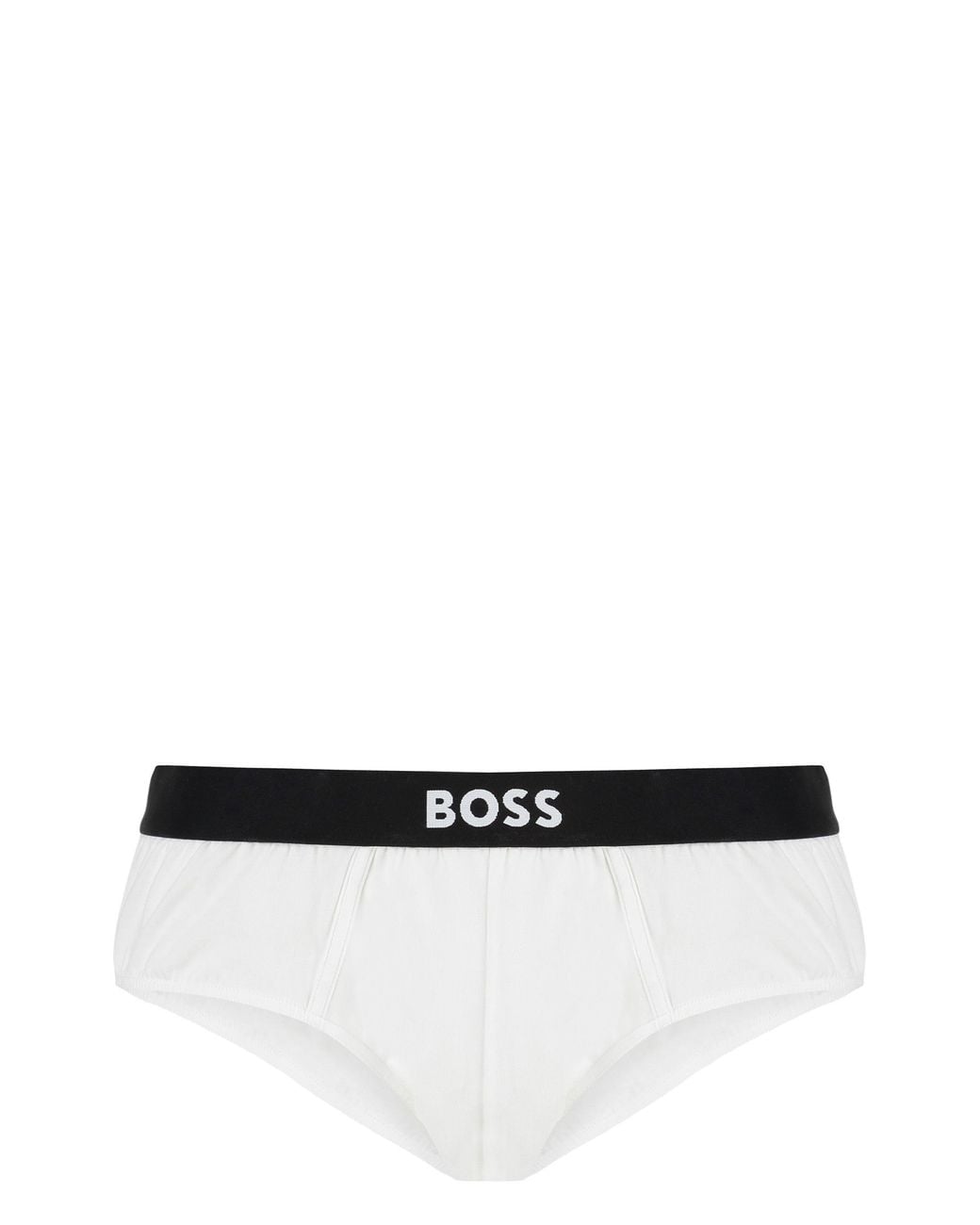 Boss White Set Of Three Cotton Briefs With Logoed Elastic Band for men
