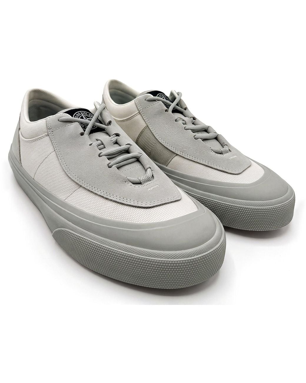 Stone Island Gray Low-Top Suede Sneakers With Compass Logo for men