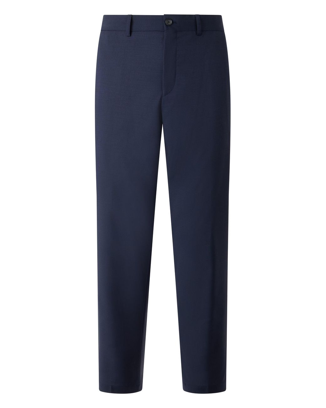 Boss Blue Straight Linen-Blend Trousers for men