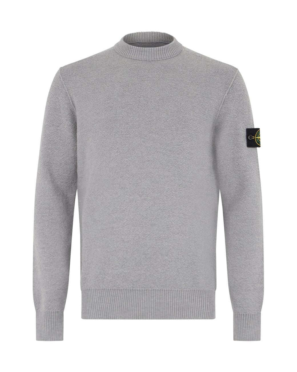 Stone Island Gray Wool Pullover With Logo for men