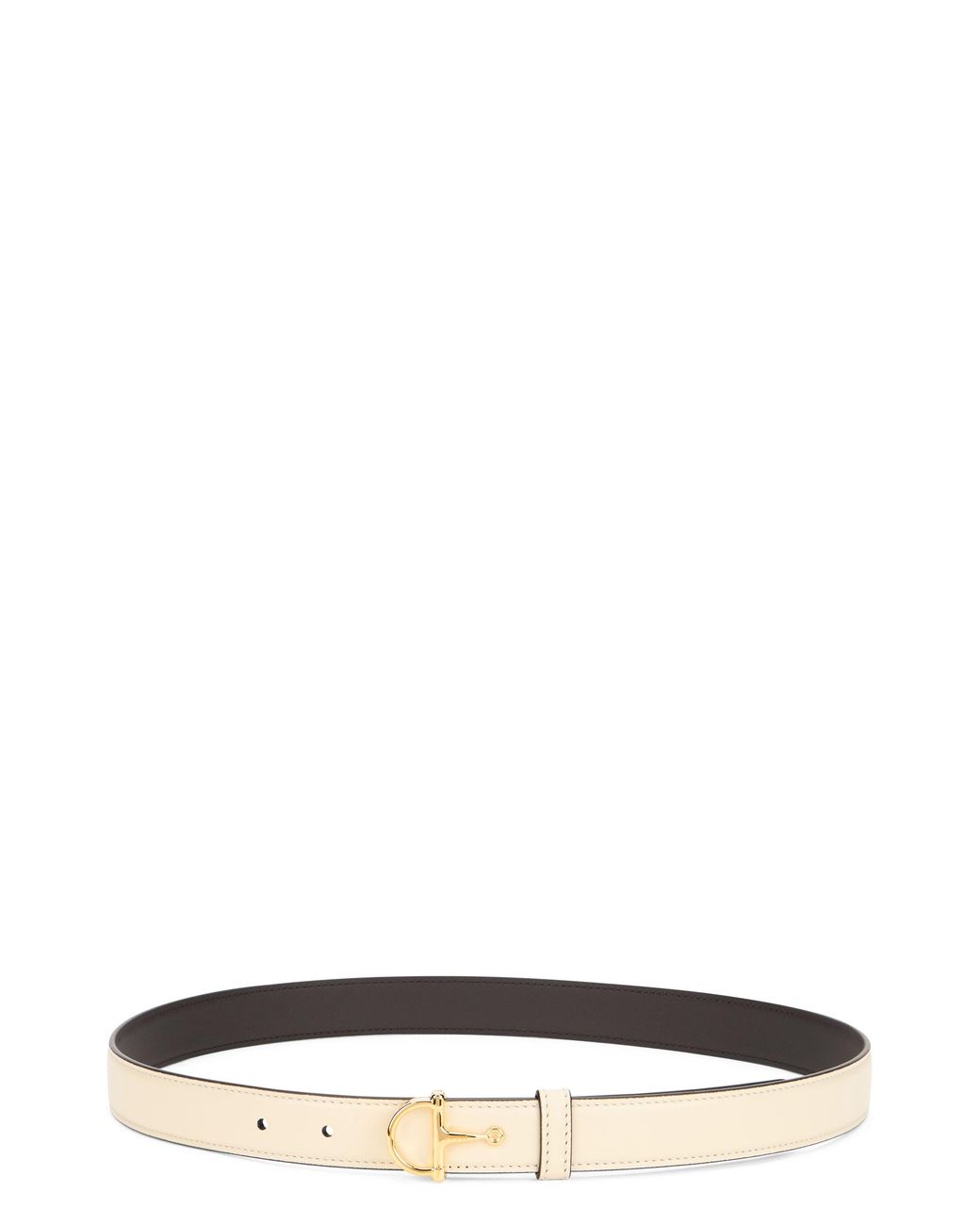 Gucci White Thin Belt With Half Buckle Morsetto