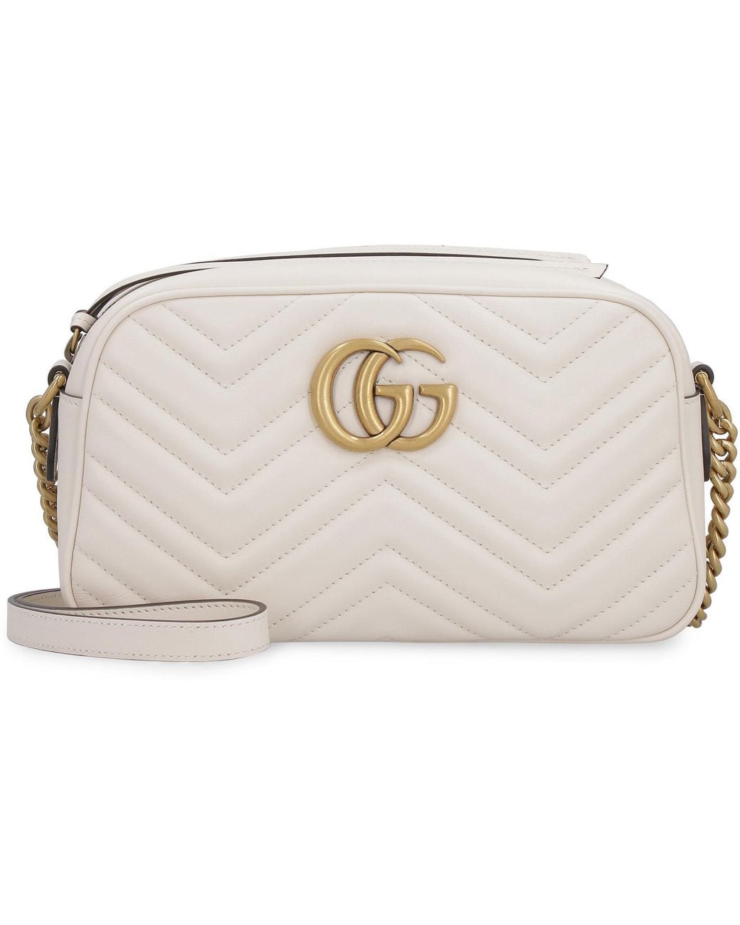Gucci Natural Gg Marmont Quilted Leather Shoulder Bag