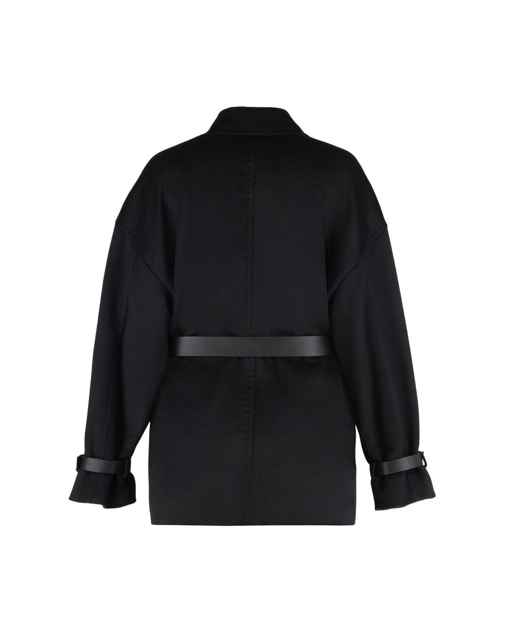Max Mara Black Pausa Double-Breasted Virgin Wool Coat