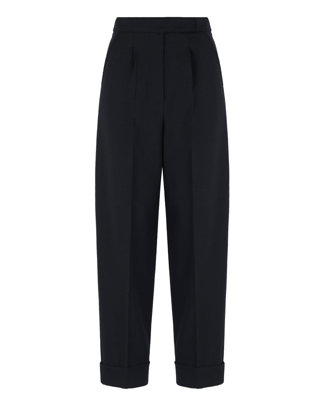 Max Mara Blue High-Waisted Wool Pants Virgin Tapered Trousers