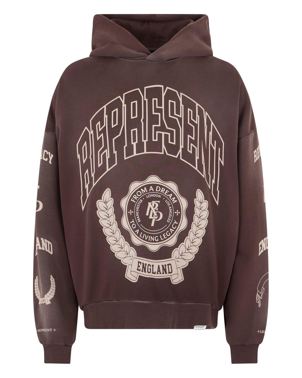 Represent Brown Hooded Sweatshirt Print Cotton Jumpers for men