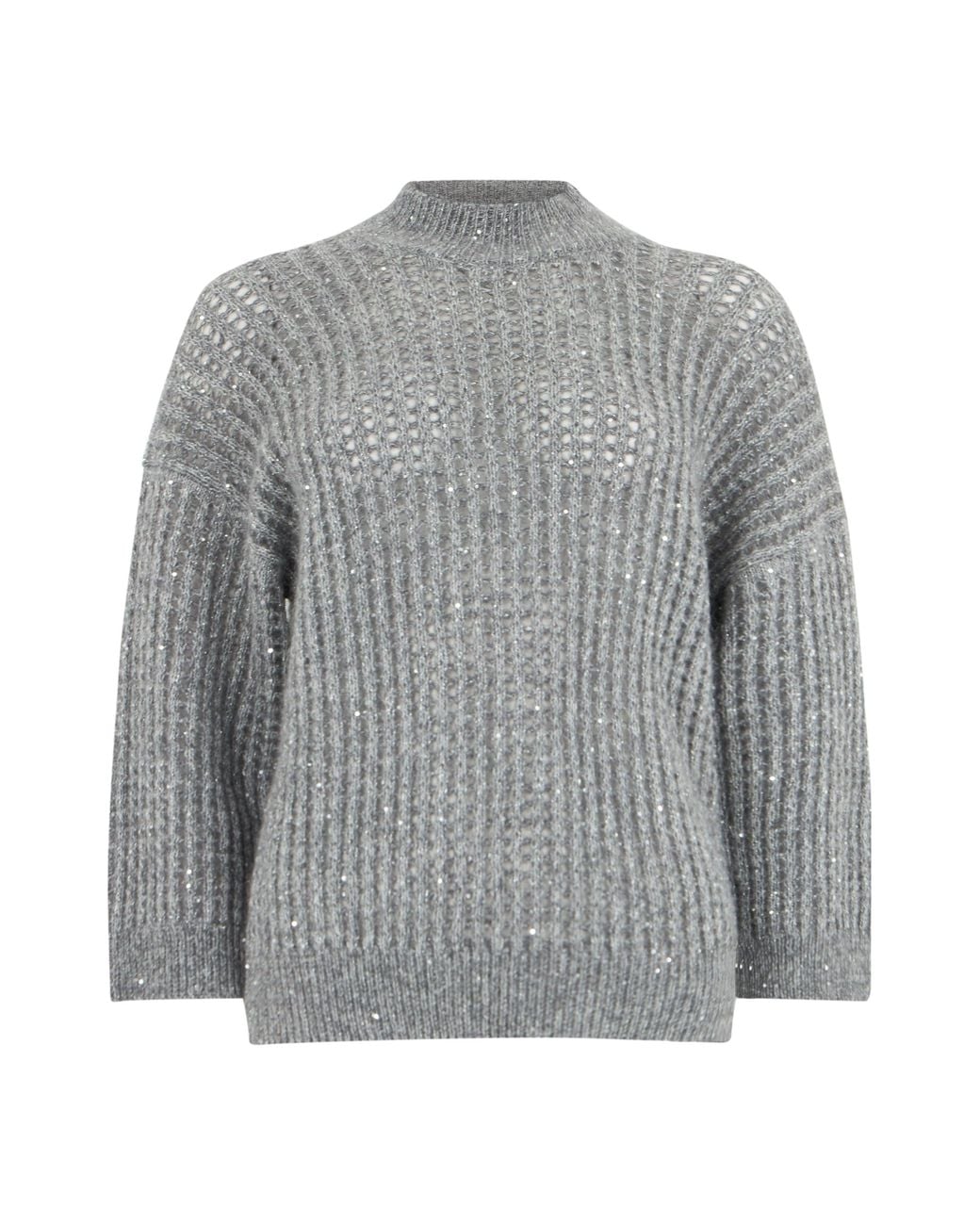Peserico Gray Lace Sweater With Sequins