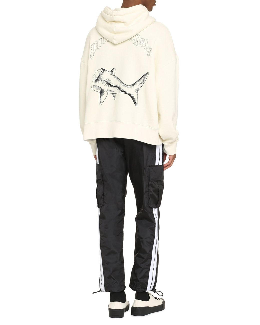 Palm Angels White Cotton Hoodie Main Cotton; Rib Jumpers for men