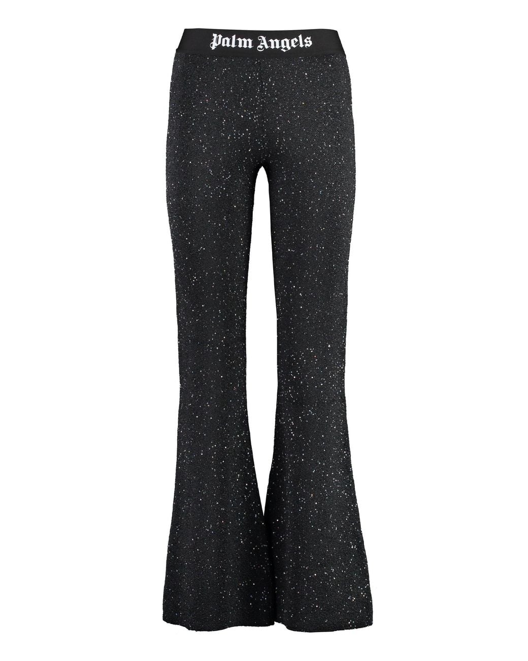 Palm Angels Black Sequin Embellished Knit Trousers
