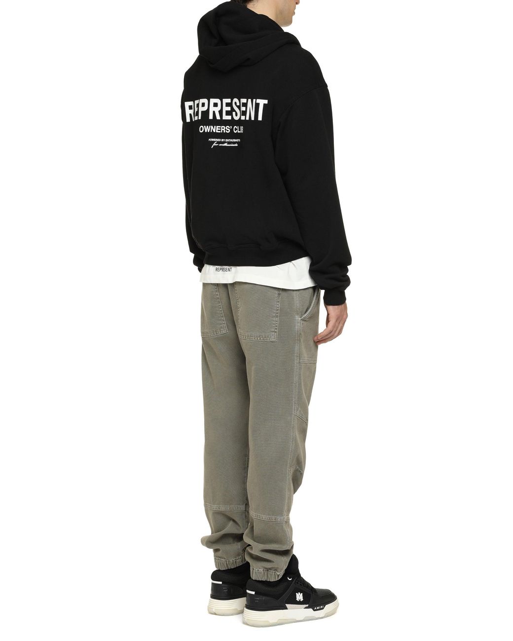 Represent Black Full-Zip Cotton Hoodie for men