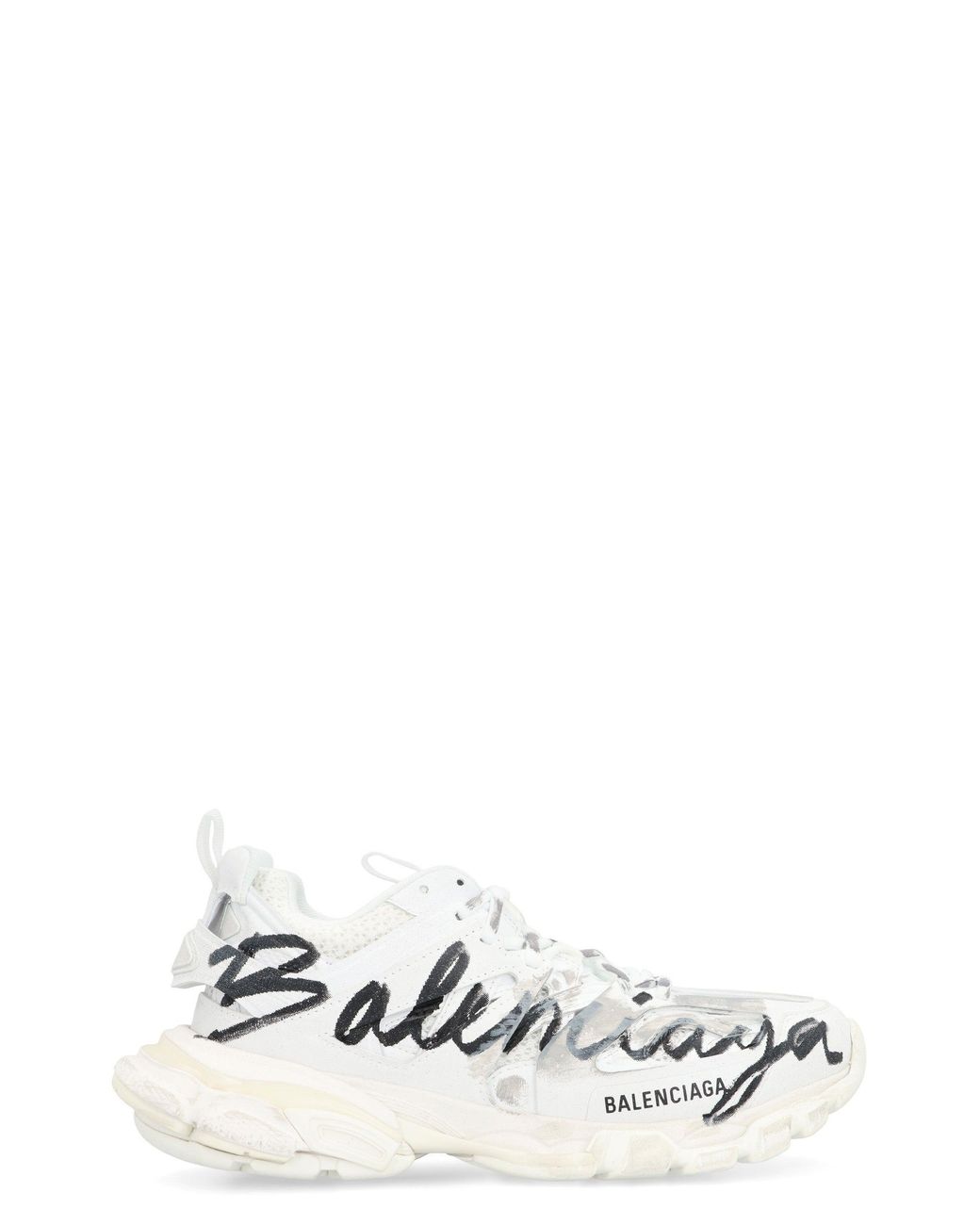 Balenciaga White Track Signature Low-Top Sneakers Polyurethane Trainers