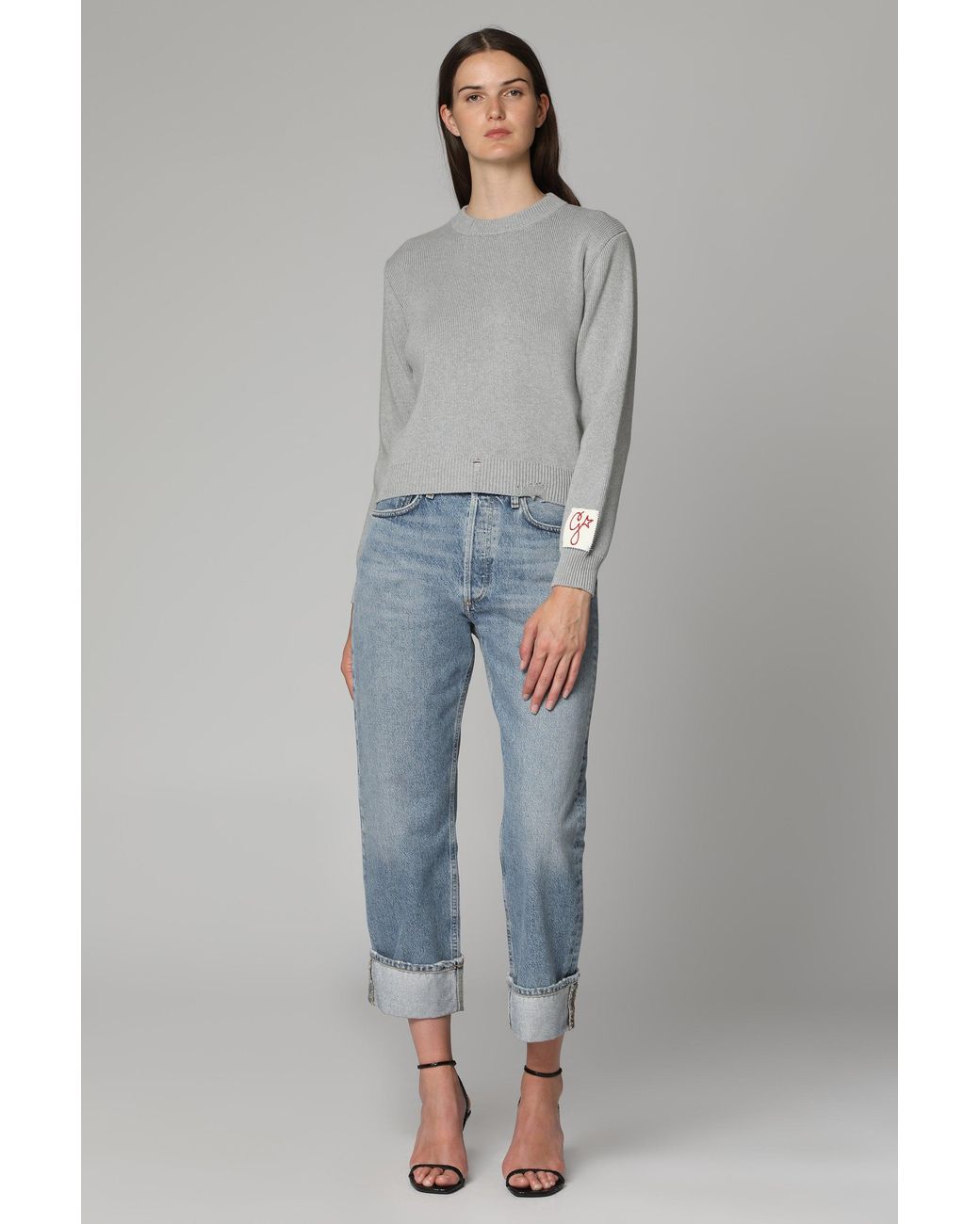 Golden Goose Deluxe Brand Gray Chic Distressed Cotton Sweater
