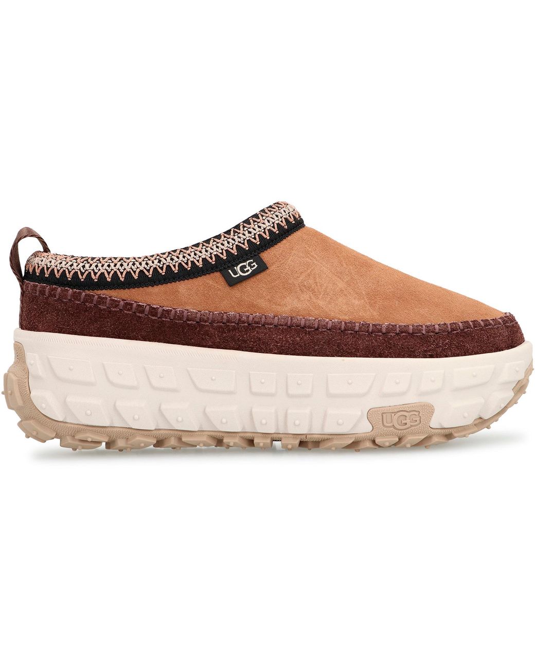 Ugg Brown Venture Daze Sheepskin Clog And Suede; Eva Sole Slippers