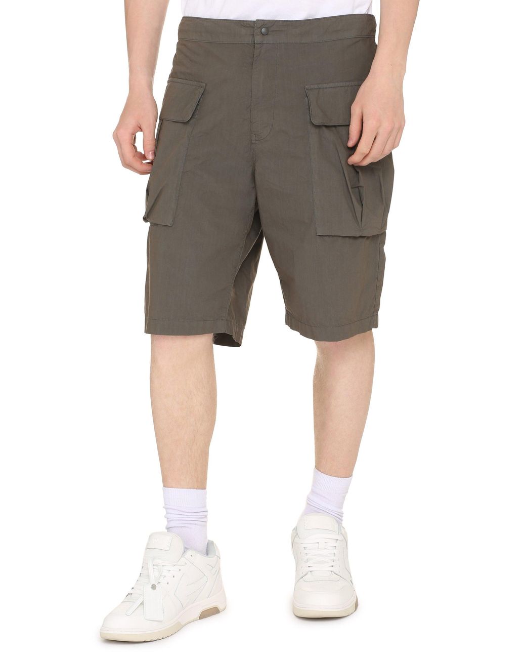 Aspesi Gray Cotton Cargo Bermuda Shorts for men