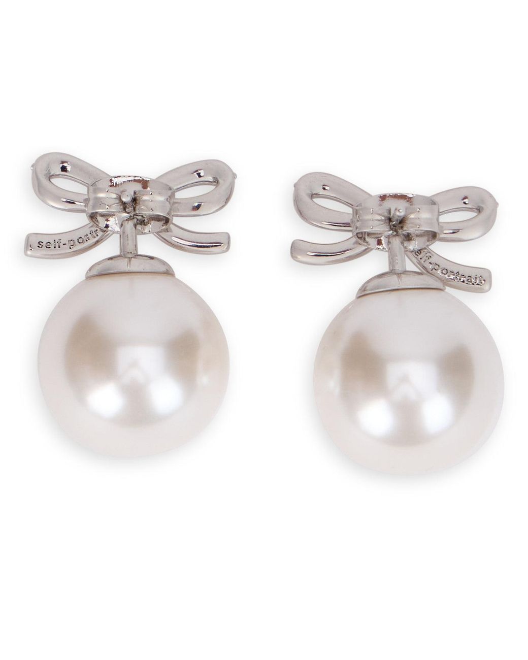 Self-Portrait White Button Earrings With Crystals