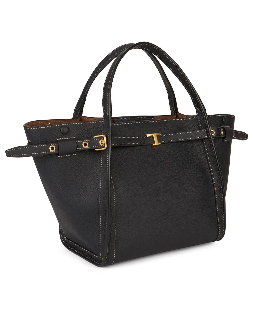 Tod's Black Small Leather Shopping Handbag