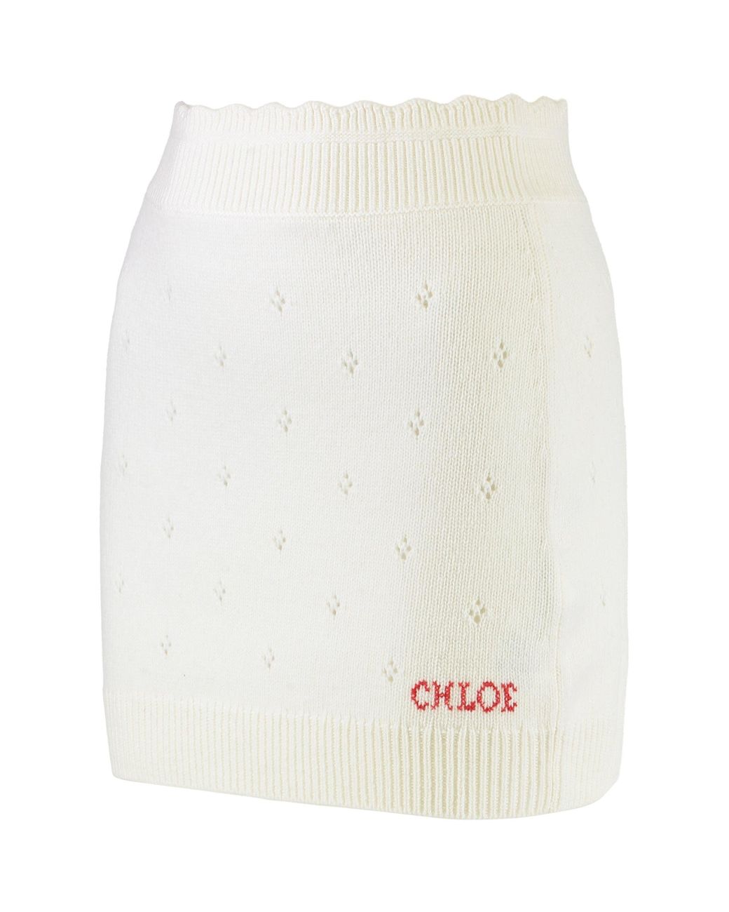 Chloé White Fitted Wool And Cashmere Miniskirt