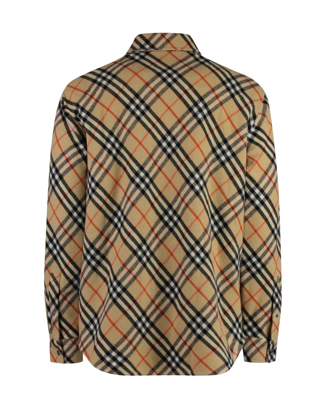 Burberry Natural Wool Overshirt With Check Motif for men