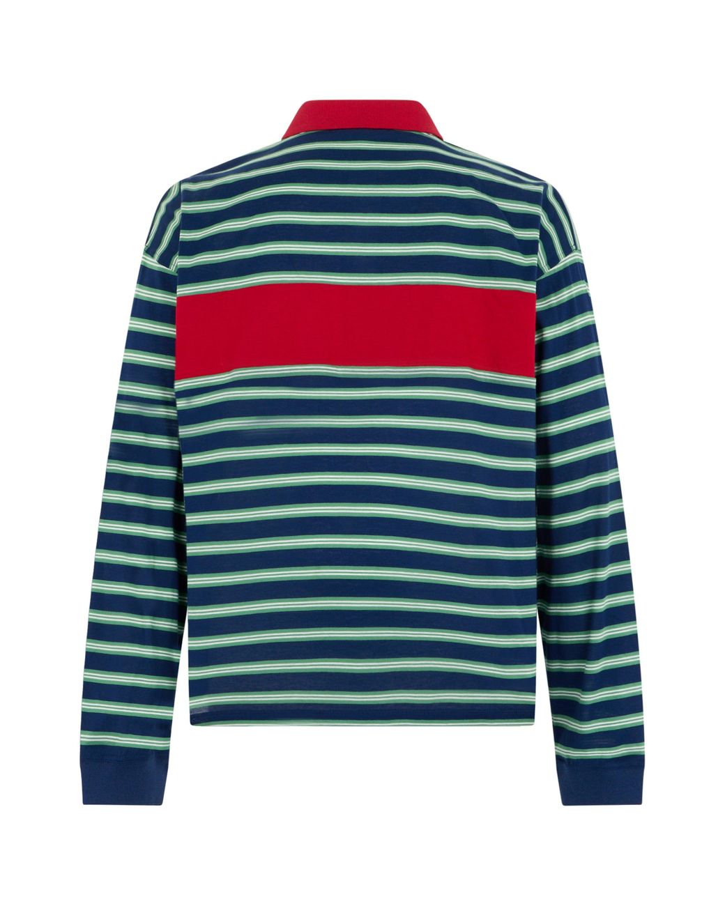 Versace Blue Long Sleeve Polo With Stripes for men
