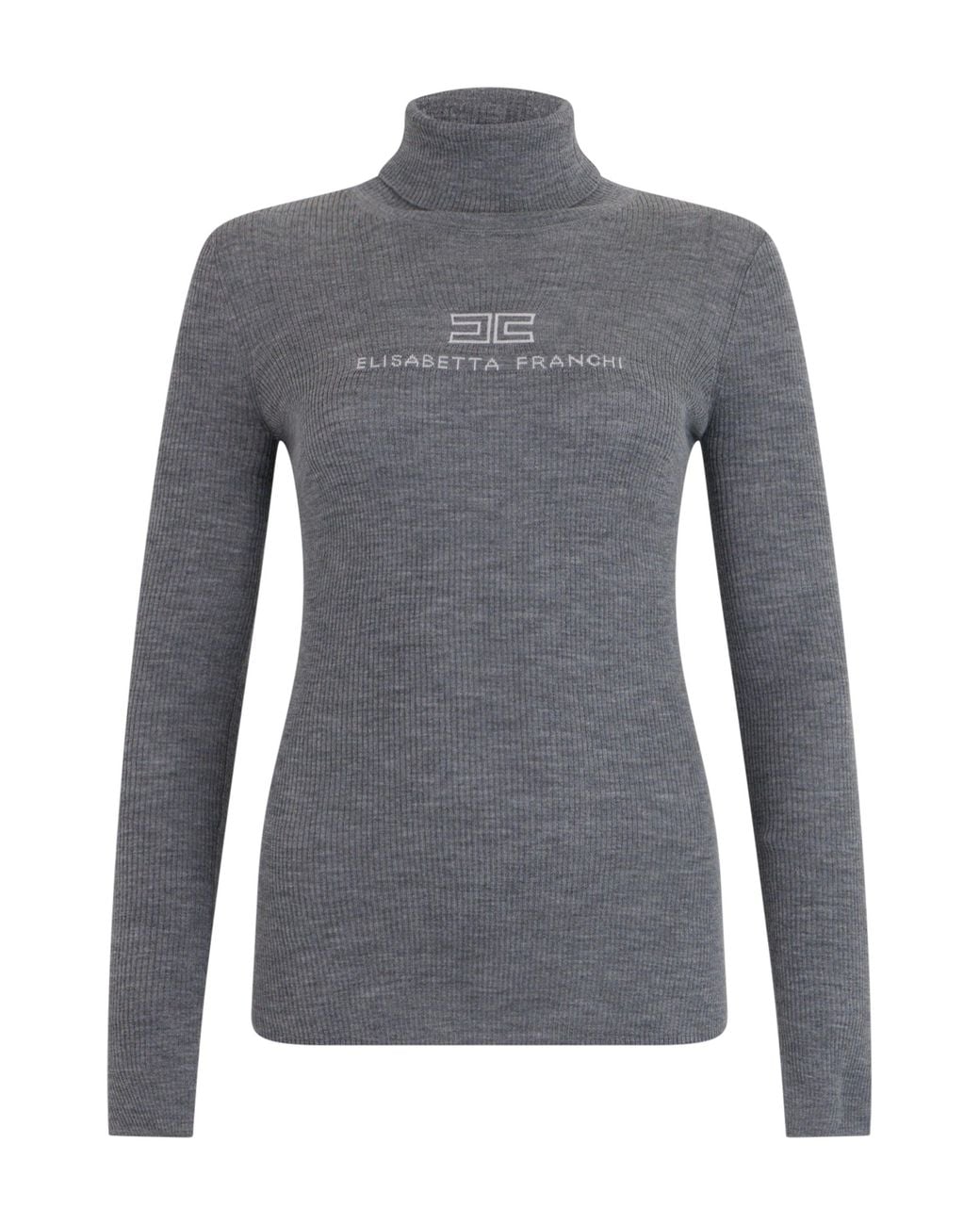 Elisabetta Franchi Gray High Collar Sweater Wool