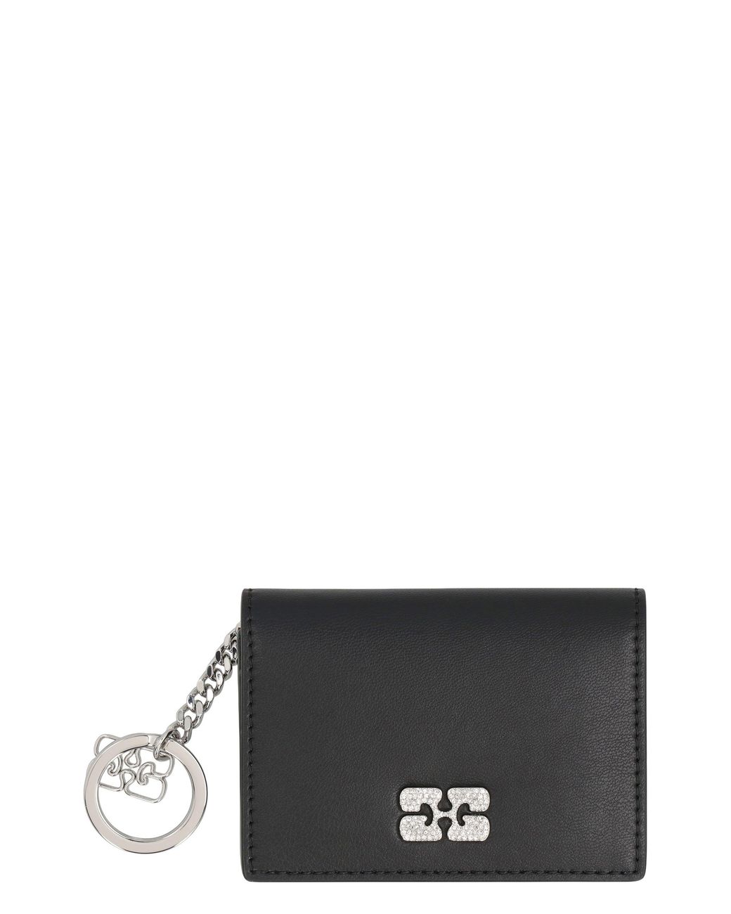 Ganni Black Bou Faux Leather Card Holder