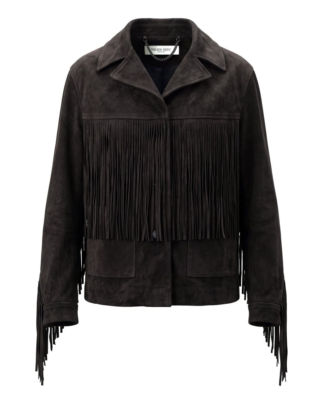 Golden Goose Deluxe Brand Black Suede Jacket With Fringes