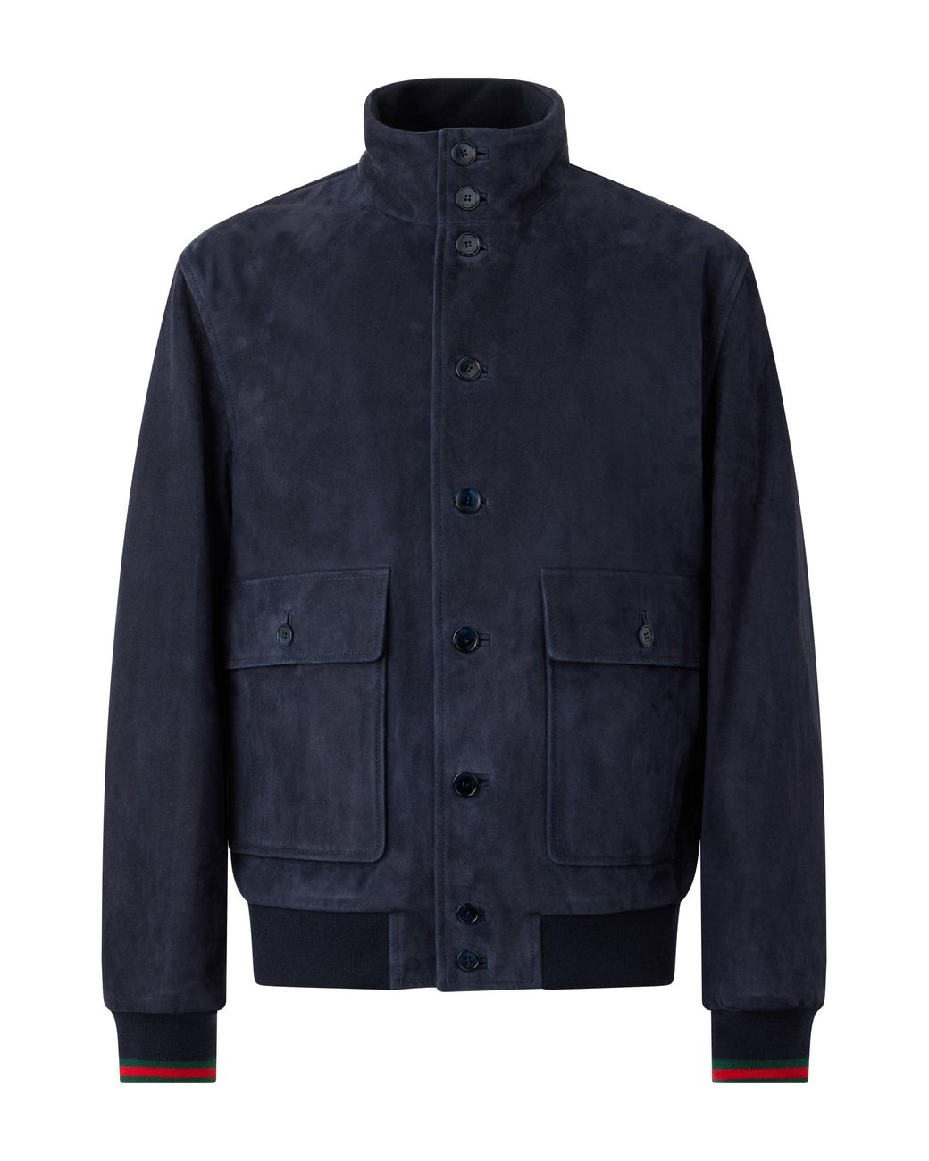 Gucci Blue Leather Jacket With Buttons for men