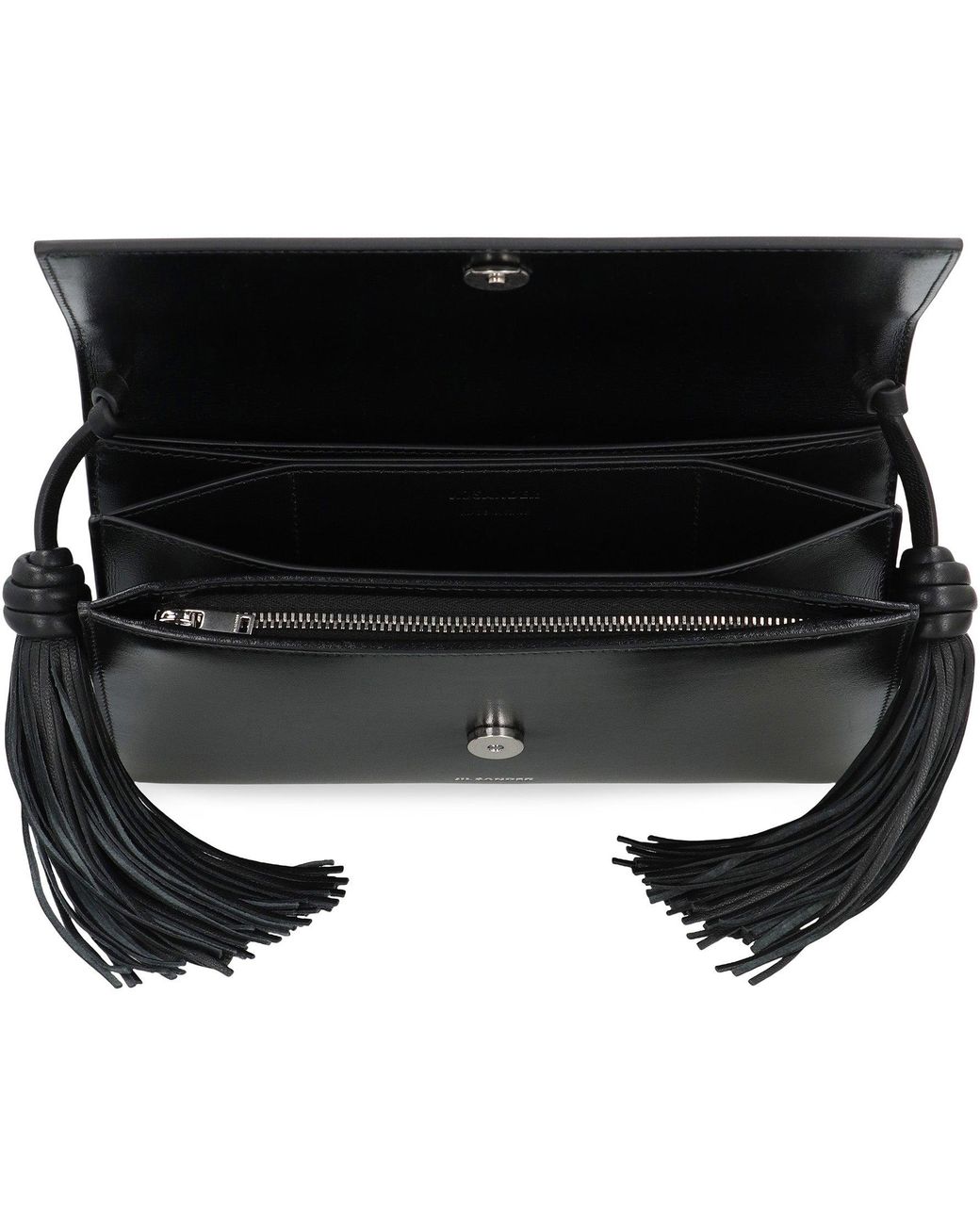 Jil Sander Black Tassel Leather Crossbody Bag