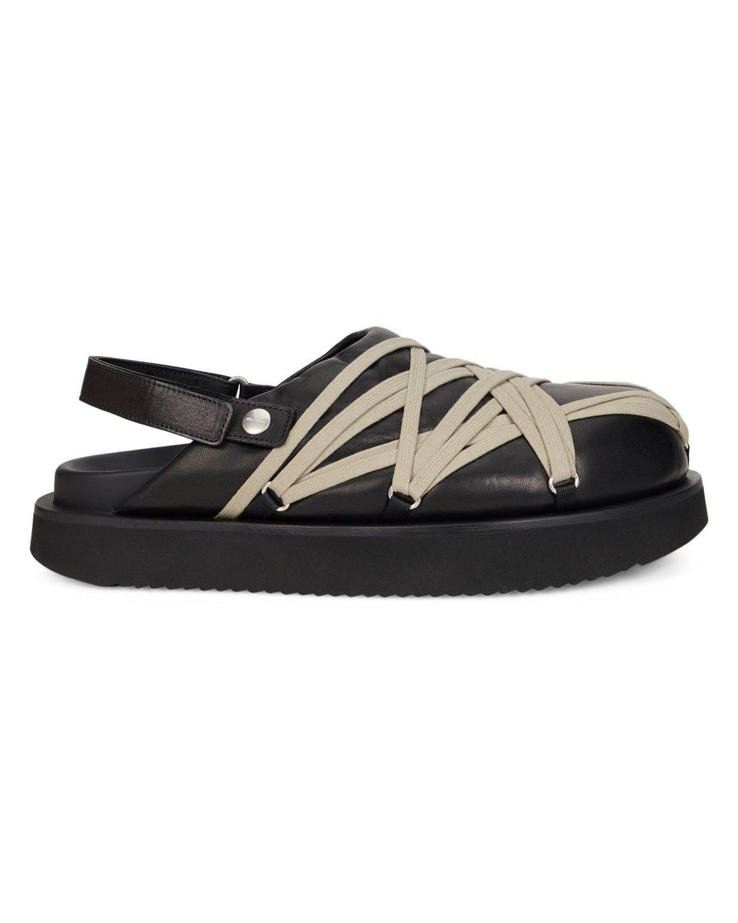 Rick Owens Black Mules With Laces for men