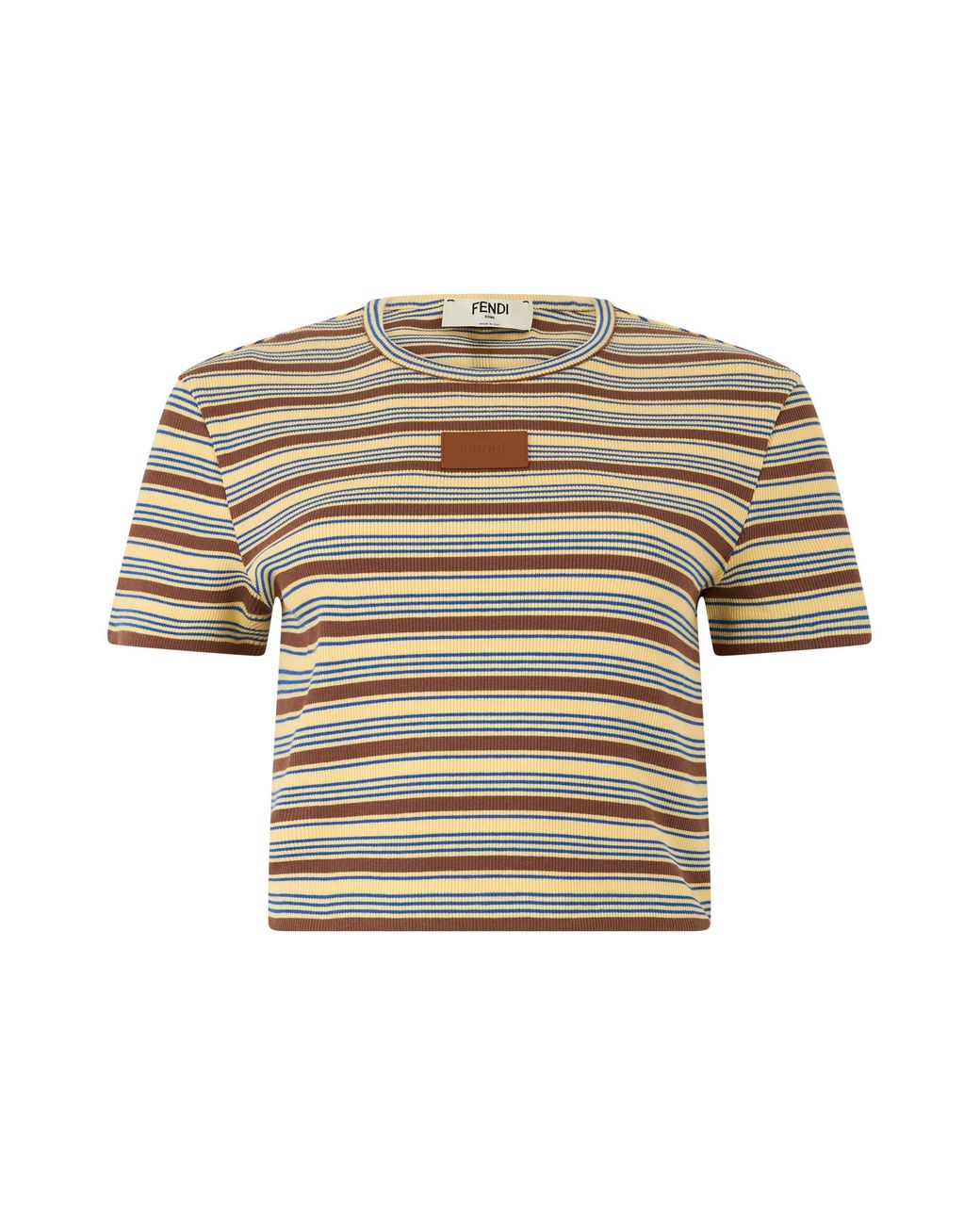 Fendi White Striped Cropped T-Shirt