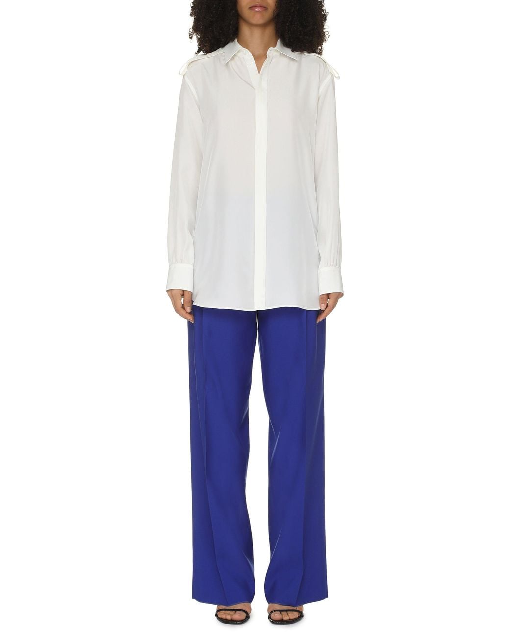 Burberry White Silk Grain-Coloured Shirt For