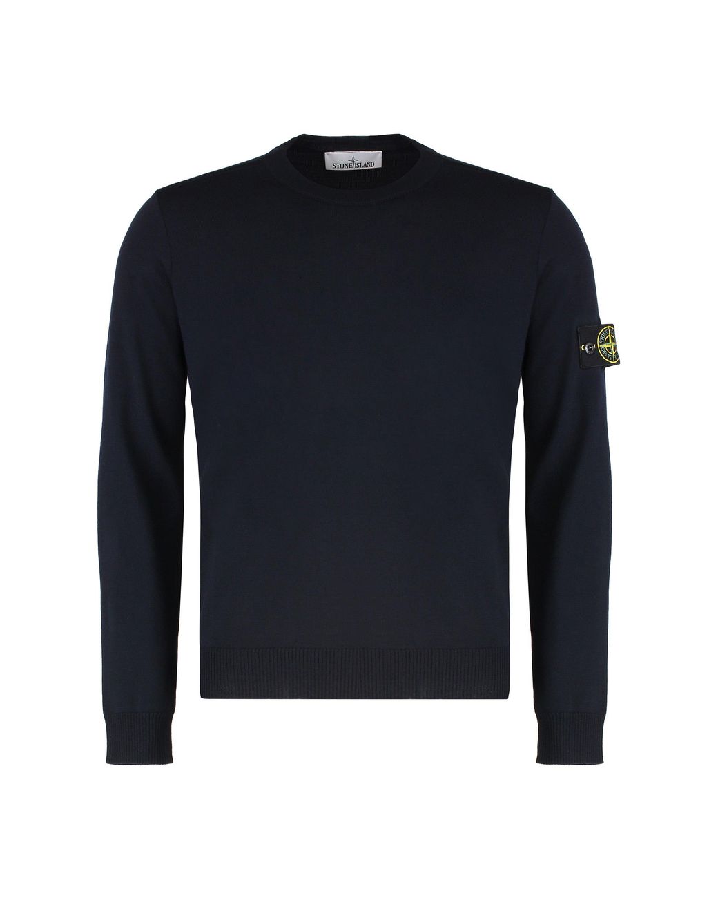 Stone Island Blue Round-Neck Sweater Virgin Wool Sweatshirts for men