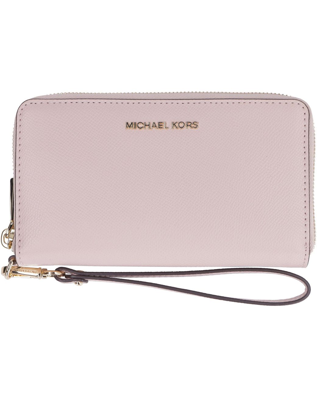 MICHAEL Michael Kors Grainy Leather Continental Wristlet in Pink - Lyst