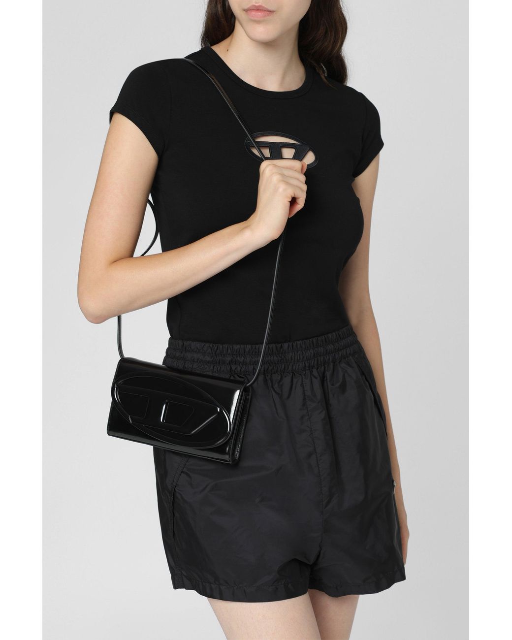 DIESEL Black 1Dr Leather Wallet On Chain