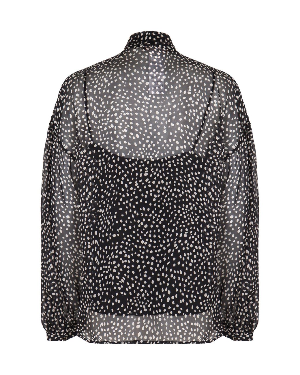 Max Mara Black Silk Blouse With Polka Dots