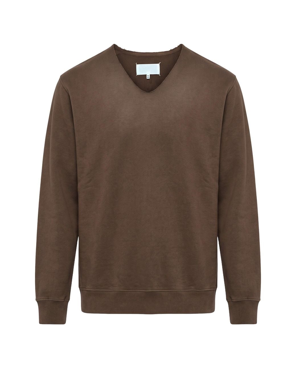 Maison Margiela Brown Cotton Sweater With V-Neck for men