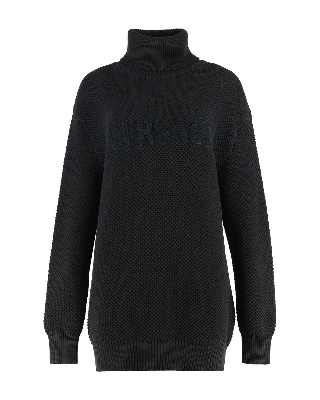 Versace Black Cotton Blend Turtleneck Sweater