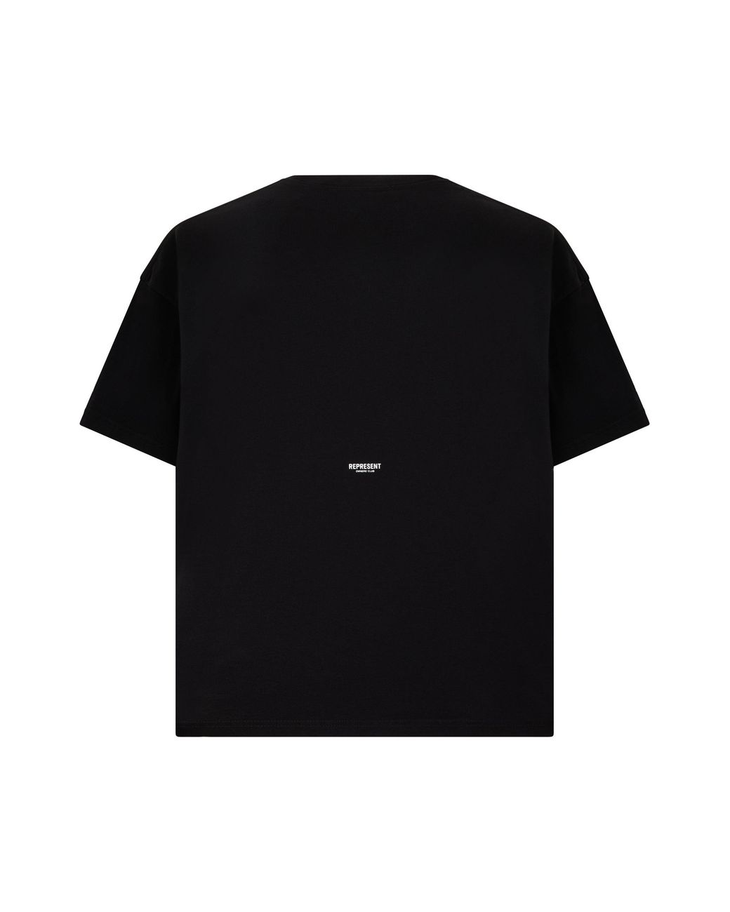 Represent Black T-Shirt With Embroidered Logo, Cotton T-Shirts for men