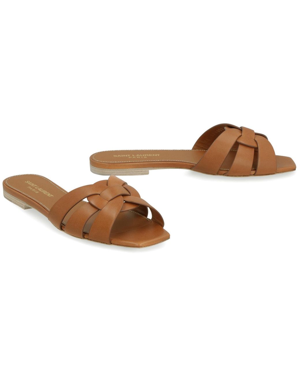 Saint Laurent Brown Tribute Leather Mules