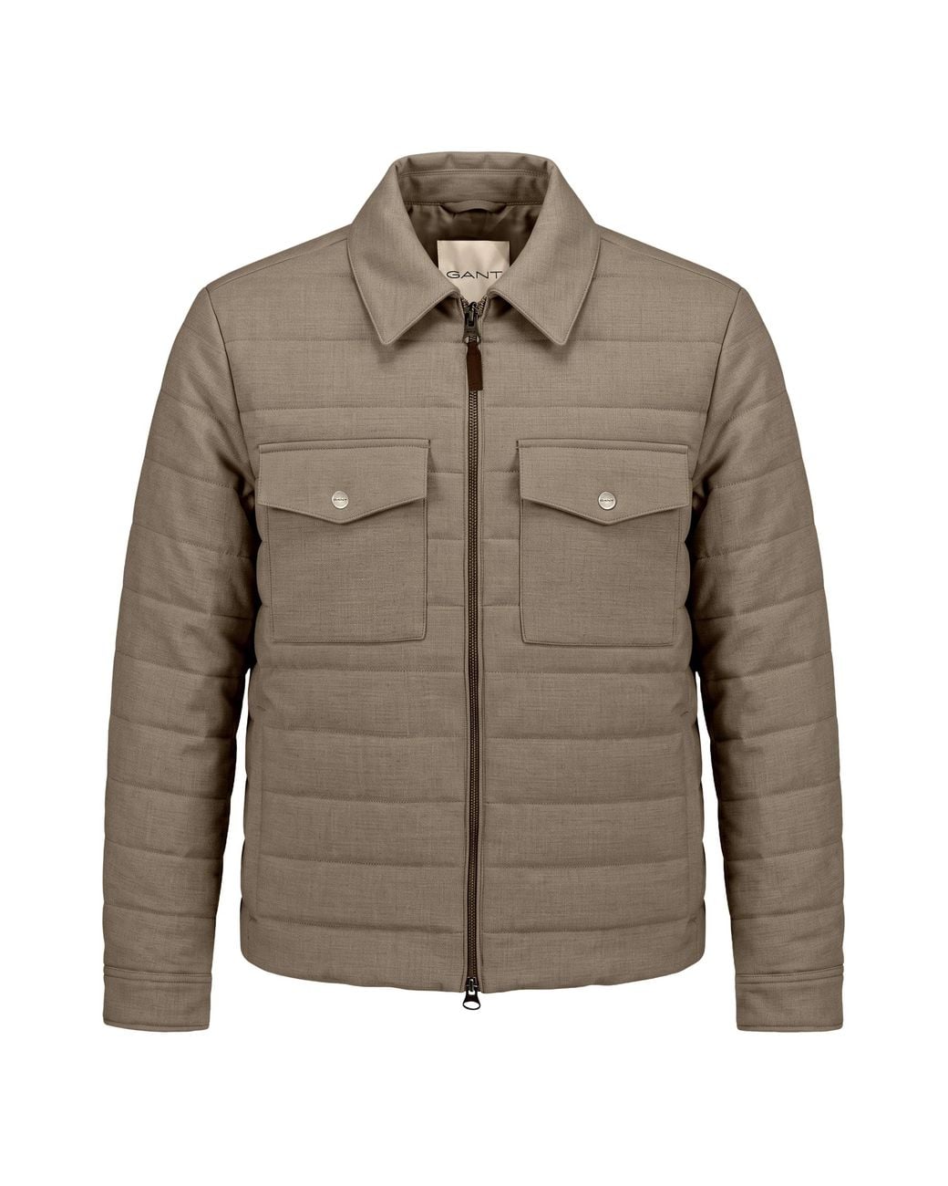 Gant Brown Wool Blend Jacket With Classic Collar for men